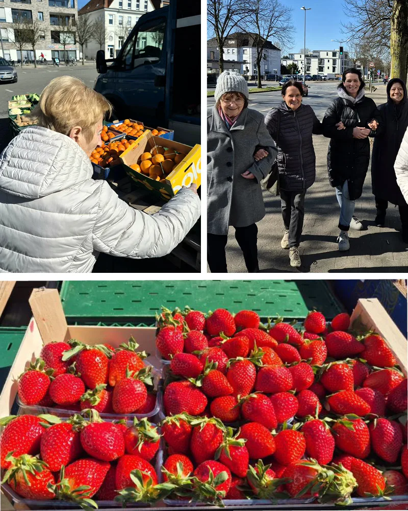 SCHÖNES LEBEN Tagespflege Gladbeck Wochenmarktbesuch mit Tagesgästen Aktivität